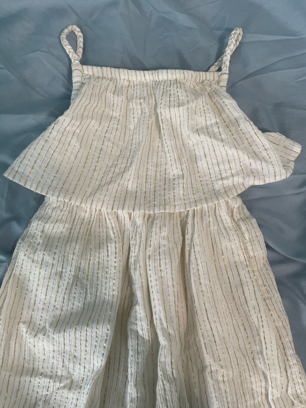 Girls Mini Boden Ivory and Gold Romper